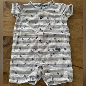 Souris Mini Striped Baby Romper with Animal Print lama size 9-12 months novelty